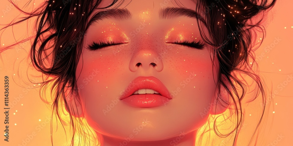 Captivating beauty radiates warmth and serenity in a vibrant sunset glow Captivating beauty radiates warmth and serenity in a vibrant sunset glow