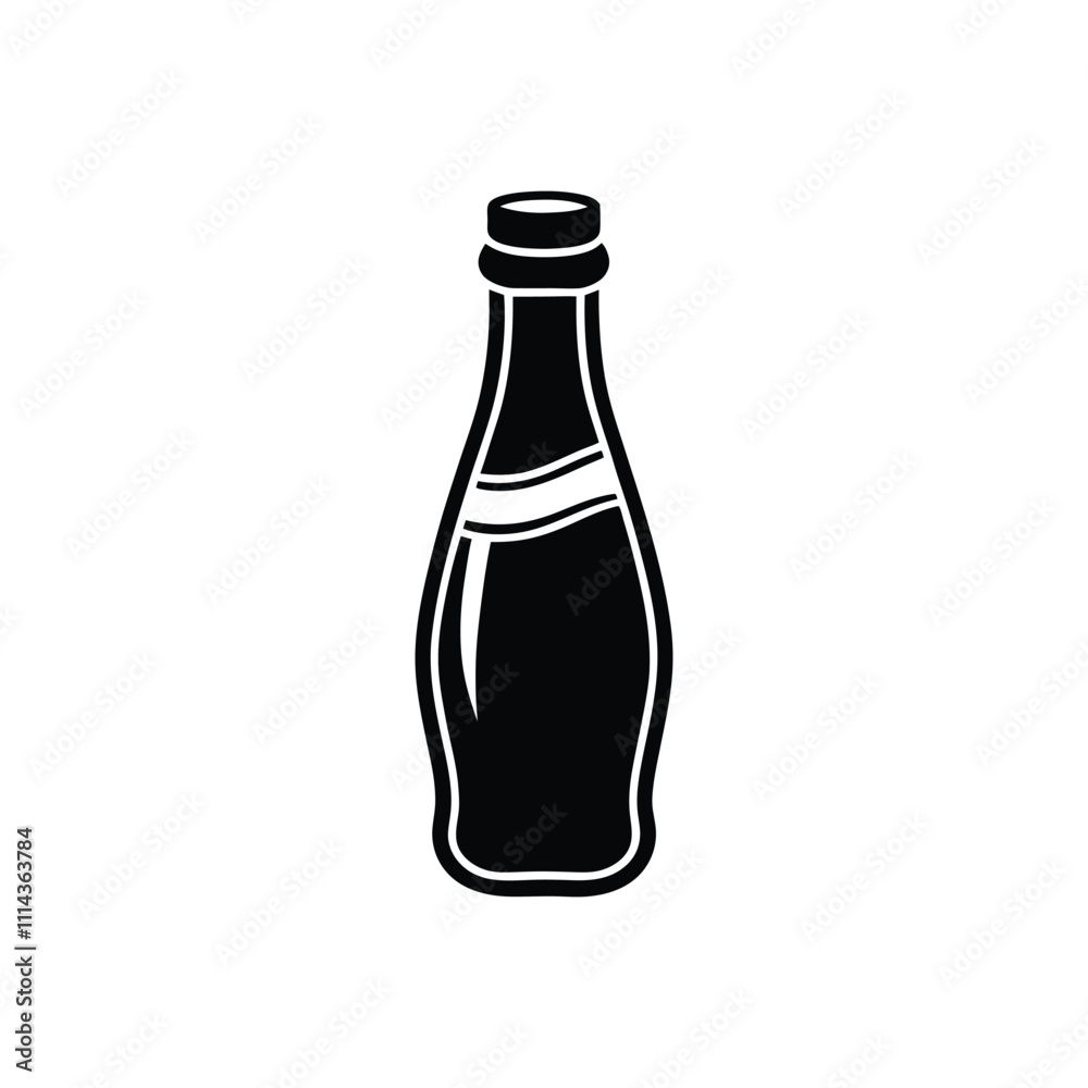 Minimalist Glass Bottle Vector Art Illustration on White Background Minimalist Glass Bottle Vector Art Illustration on White Background
