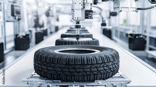 Modern Tire Fitting Process in Assembly Line