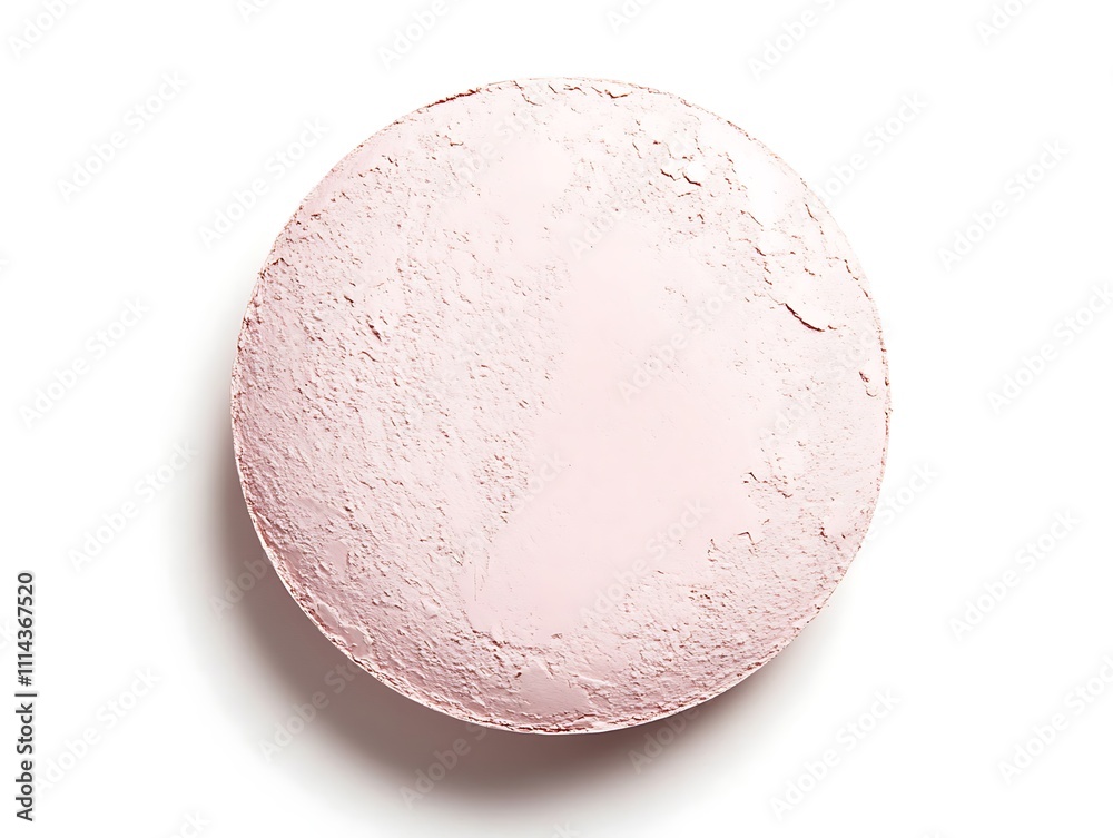 Pink pressed powder, cosmetic product, top view. Pink pressed powder, cosmetic product, top view.