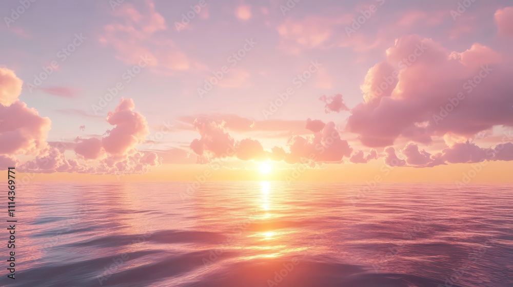 A dreamy sunrise over a calm ocean with soft pink and orange hues in the sky. A dreamy sunrise over a calm ocean with soft pink and orange hues in the sky.