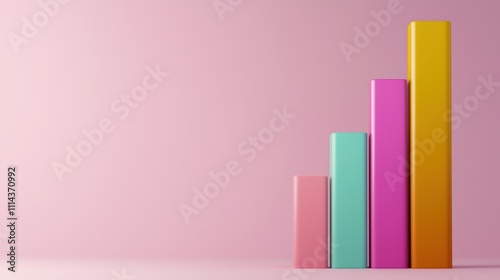 Colorful bar graphs for business insights against pink backdrop