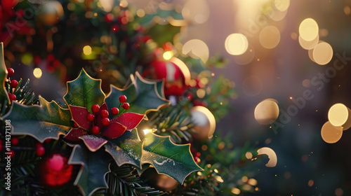 Tiny Christmas wreath with holly and tiny ornaments, ideal for adding holiday cheer to compact spaces