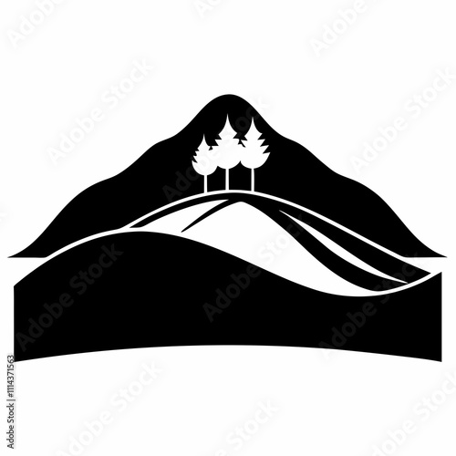 Hill vector silhouette black design white background