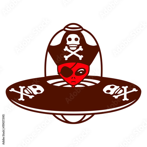 Alien Pirate Cool UFO Funny Extraterrestrial Being Design Lover Art Vector Illustration Card T-Shirt Poster Sticker Graphic Print Decorative Drawing Isolated Logo Decoration Symbol Creative Cool Style photo