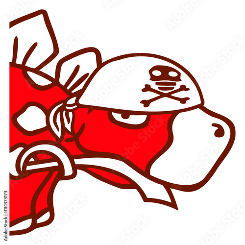 Dinosaur Pirate Stegosaurus Funny Dino Sabre Mouth Design Lover Art Vector Illustration Card T-Shirt Poster Sticker Graphic Print Decorative Drawing Isolated Logo Decoration Symbol Creative Cool Style