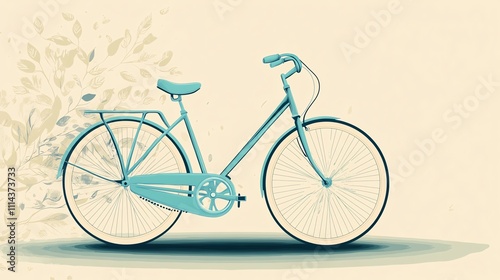 A stylish blue bicycle against a light background, symbolizing freedom and eco-friendly travel. photo