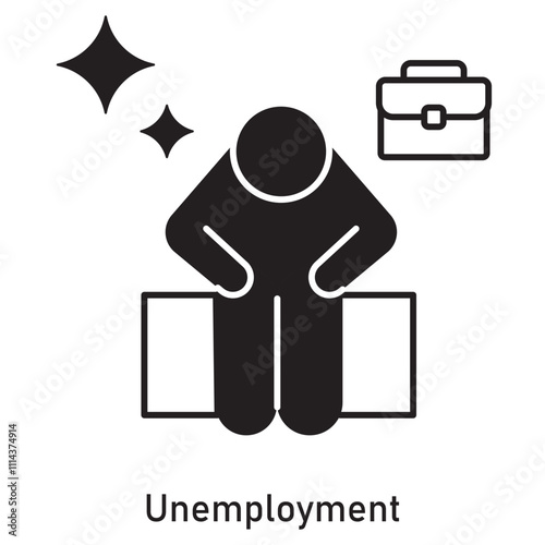 Unemployment Icon, Exploring the Causes and Solutions for Unemployment, The Impact of Unemployment on Economic Stability icon, Vector