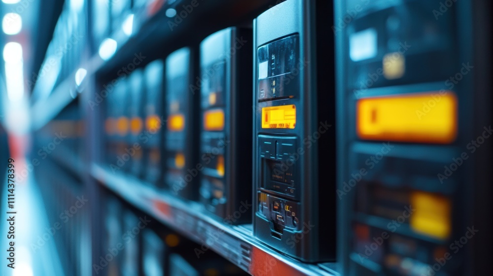 Data Storage Rows of External Hard Drives on Shelf Data Storage Rows of External Hard Drives on Shelf