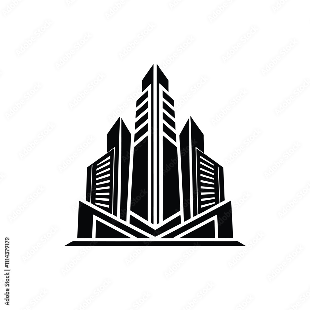 Obraz premium Minimalist Real Estate Logo - Stylish Black and White Building Vector Design