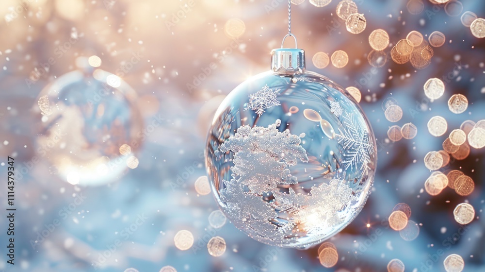 A festive Christmas ornament hangs from a tree, perfect for holiday decorations A festive Christmas ornament hangs from a tree, perfect for holiday decorations