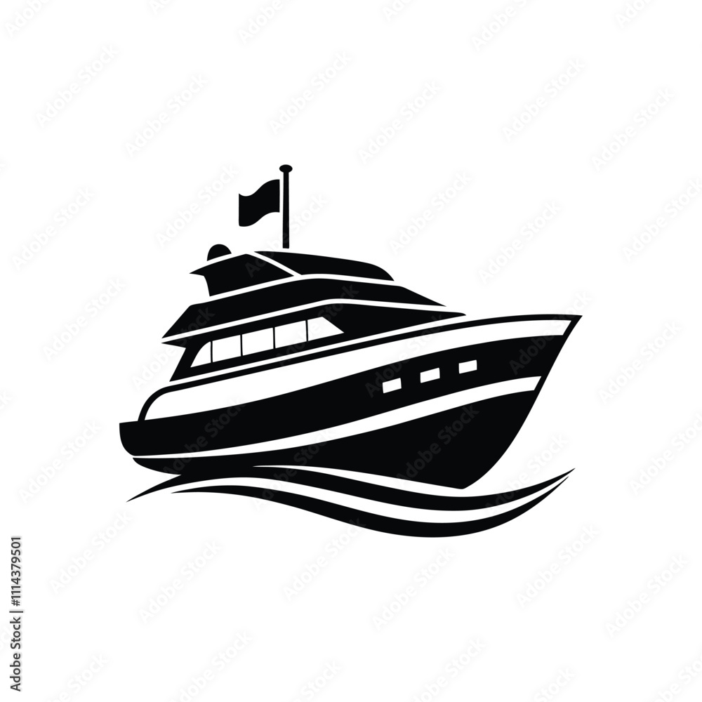 Naklejka premium Minimalist Motorboat Silhouette - Stylish Vector Art for Creative Designs