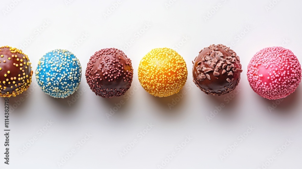 Colorful Chocolate Truffles Row Sweet Treats Dessert Candy Confectionery Gourmet Colorful Chocolate Truffles Row Sweet Treats Dessert Candy Confectionery Gourmet