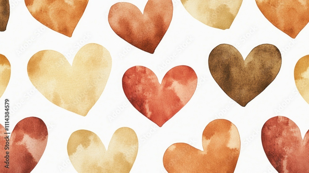 Obraz premium A collection of watercolor hearts on a white background, perfect for romantic or celebratory occasions