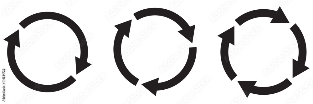 Circle arrow vector, icon set. Flat style icon recycle arrow symbol web graphic design. Rotation arrows icons. Vector illustration eps 10