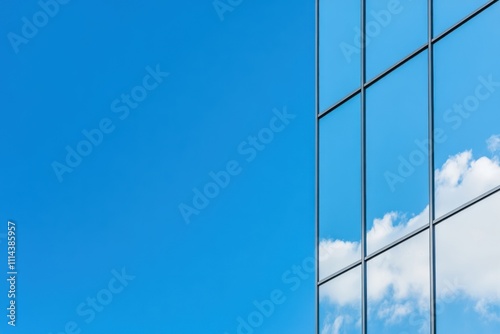 Modern Building Reflecting Clouds And Blue Sky