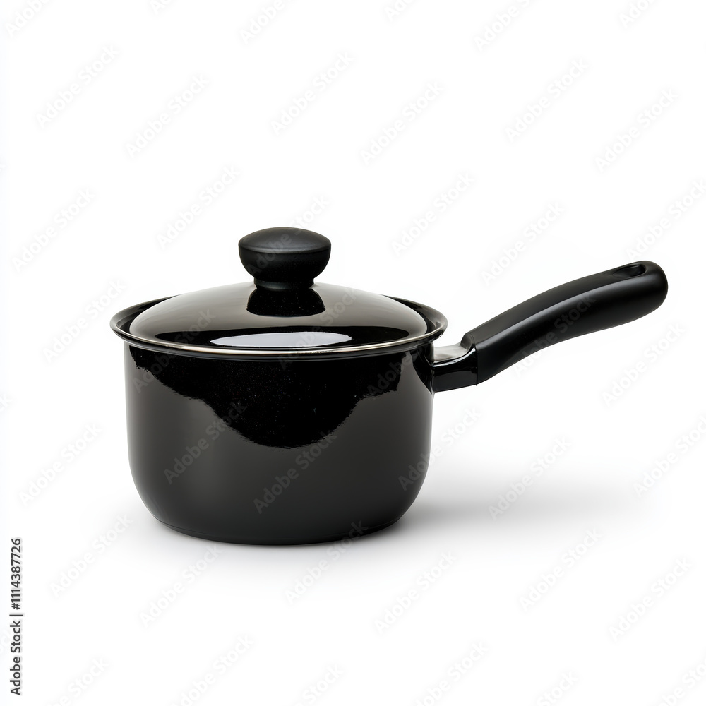 Elegant Black Cooking Pot with Lid on a White Background for Kitchenware and Culinary Use, Ideal for Food Preparation and Presentation Elegant Black Cooking Pot with Lid on a White Background for Kitchenware and Culinary Use, Ideal for Food Preparation and Presentation