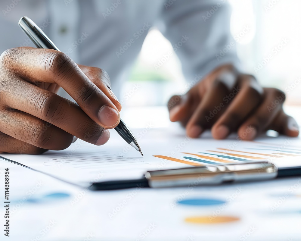 Person reviewing financial reports with AIpowered fraud detection insights, smart technology in compliance processes