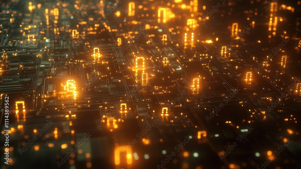 Glowing digital circuit board texture. Glowing digital circuit board texture.