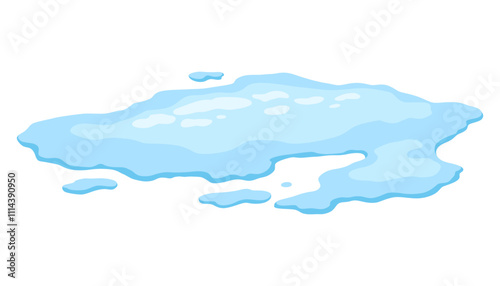 Obraz na płótnie Water spill puddle. Blue liquid shape in flat cartoon style. Clean fluid drop design element isolated on white background w salonie