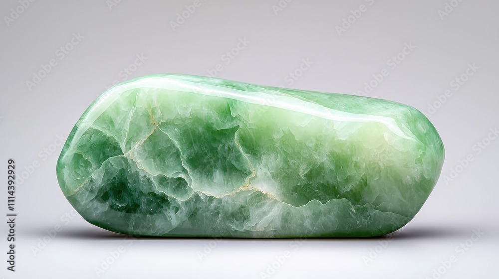 A polished green stone with a smooth texture and unique patterns, showcasing its natural beauty and rich coloration. A polished green stone with a smooth texture and unique patterns, showcasing its natural beauty and rich coloration.