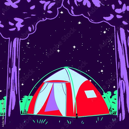 camping in the night photo