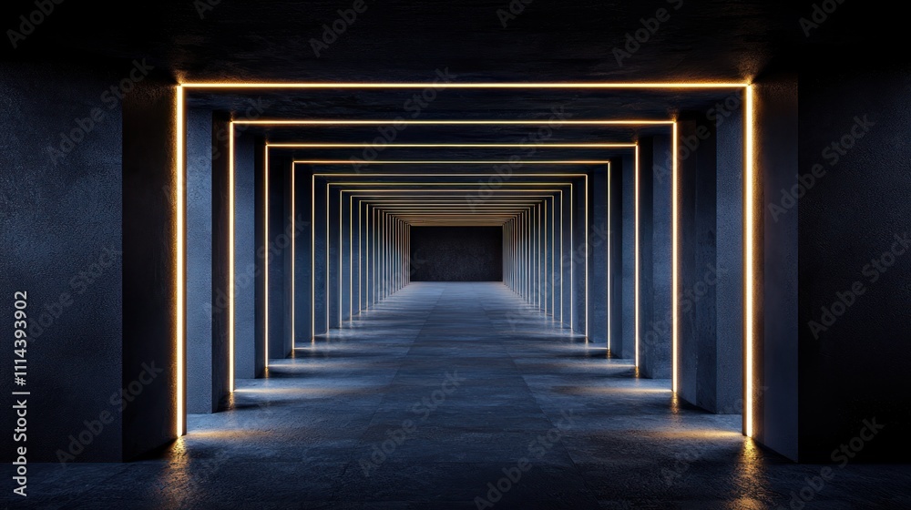 Illuminated Concrete Corridor: A Futuristic Architectural Visualization Illuminated Concrete Corridor: A Futuristic Architectural Visualization