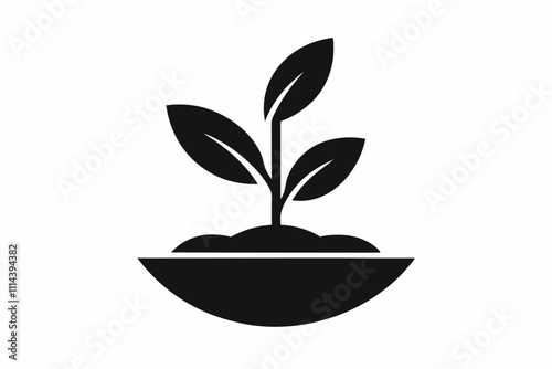 Organic plant icon. Flat design illustration ,Planting seed sprout in ground. Infographic silhouette sequence grow sapling. Flat icon seedling gardening tree. Vector illustration.