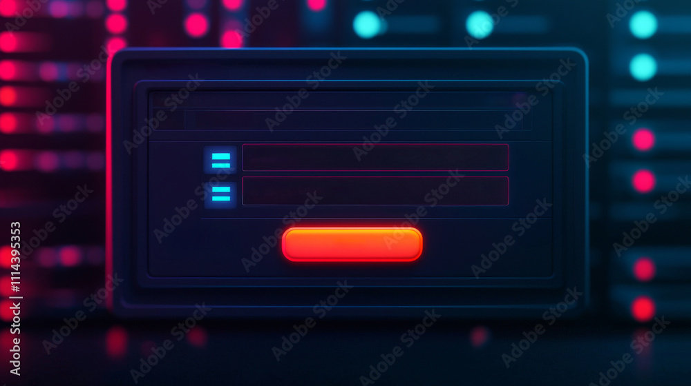 A futuristic interface featuring a sleek control panel with glowing elements, set against a backdrop of colorful digital data streams. A futuristic interface featuring a sleek control panel with glowing elements, set against a backdrop of colorful digital data streams.