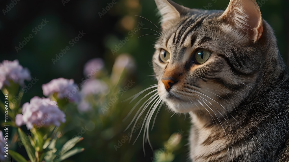 Close Up Portrait Of A Beautiful Tabby Cat Looking Away Close Up Portrait Of A Beautiful Tabby Cat Looking Away