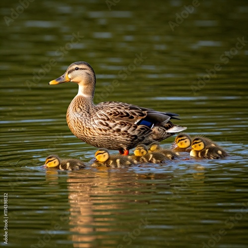 Mother duck and her babies