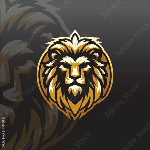 flat e-sport logo with a fierce lion head