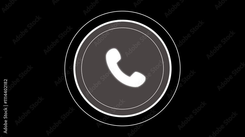 telephone app call icon animation, or phone receiver symbol . isolated on black background. telephone app call icon animation, or phone receiver symbol . isolated on black background.