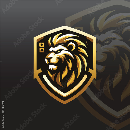 flat e-sport logo with a fierce lion head