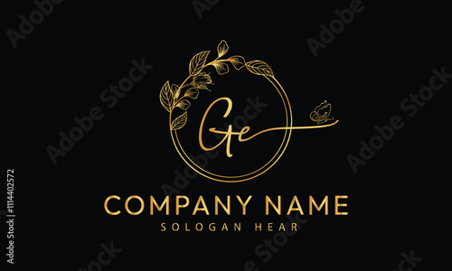 GE E G initial signature logo template vector