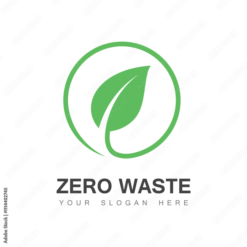 Obraz premium Green zero waste logo in white background