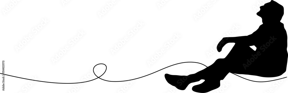 Pose relax a man silhouette vector Pose relax a man silhouette vector