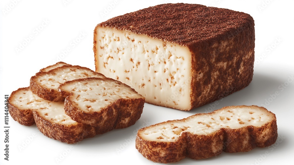 Delicious Smoked Cheese Block with Slices, Ready to Serve Delicious Smoked Cheese Block with Slices, Ready to Serve