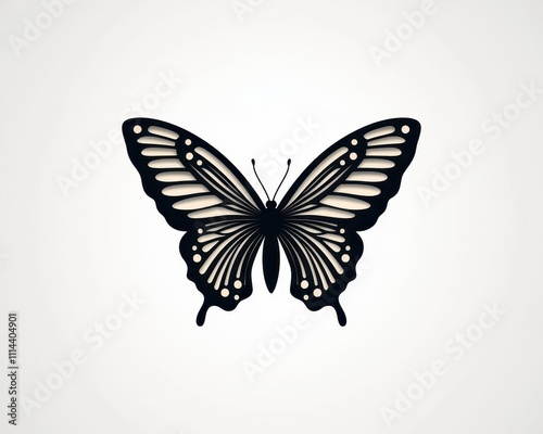 Butterflyinspired tattoo with symmetrical wings and fine line details, isolated photo