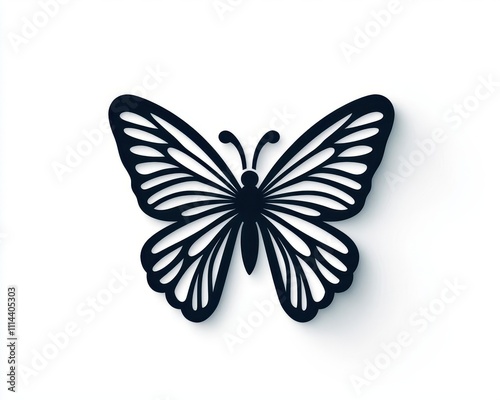Butterflyinspired tattoo with symmetrical wings and fine line details, isolated photo