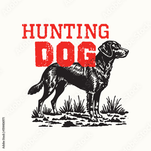 Retro Vintage Hunting Dog Vector Illustration photo