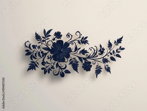 Ornamental tattoo design featuring lacelike details, isolated on a clean backdrop photo