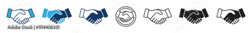 Handshake icon set. Business agreement handshake. friendly handshake symbol. partnership deal symbol for apps, ui, website, vector illustration