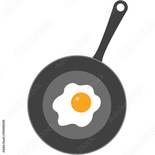 Fried egg in a frying pan. Vector illustration. National Sidewalk Egg Frying Day.