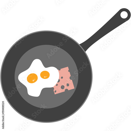 Fried egg in a frying pan. Vector illustration. National Sidewalk Egg Frying Day.