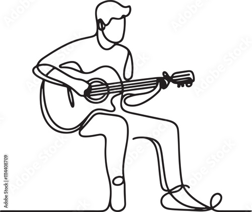 Simple Line Drawing of a Man Playing Guitar A Step-by-Step Guide
