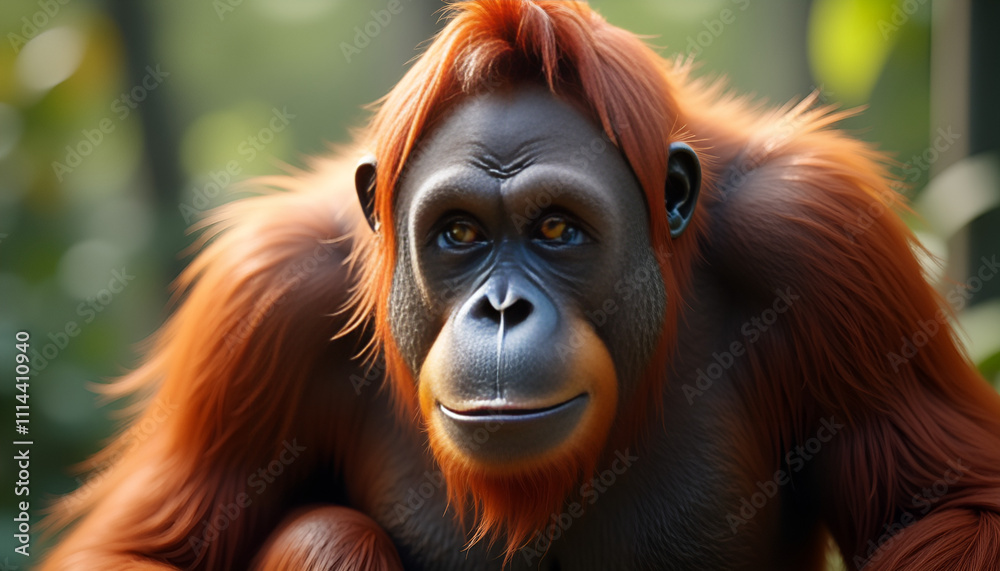 Photorealistic portrait of an orangutan showcasing ultra-realism with cinematic color grading in a natural environment Photorealistic portrait of an orangutan showcasing ultra-realism with cinematic color grading in a natural environment