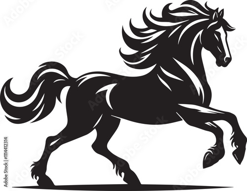 Trotting horse with a proud posture black vector silhouette