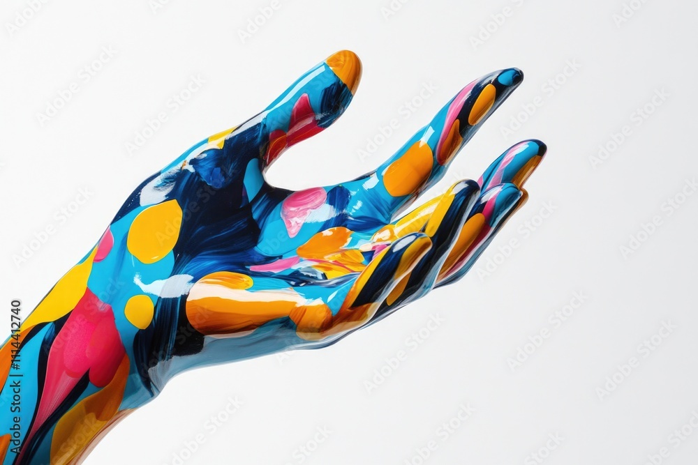 Fototapeta premium A person's hand is painted with vibrant colors, perfect for creative or artistic concepts