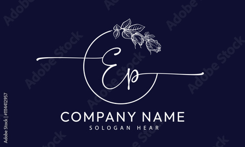 EP P E initial signature logo template vector